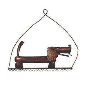 Metal Dachshund Dog Wall-Mounted  Plaque Handcrafted Rustic Bronze Finish 11x10"